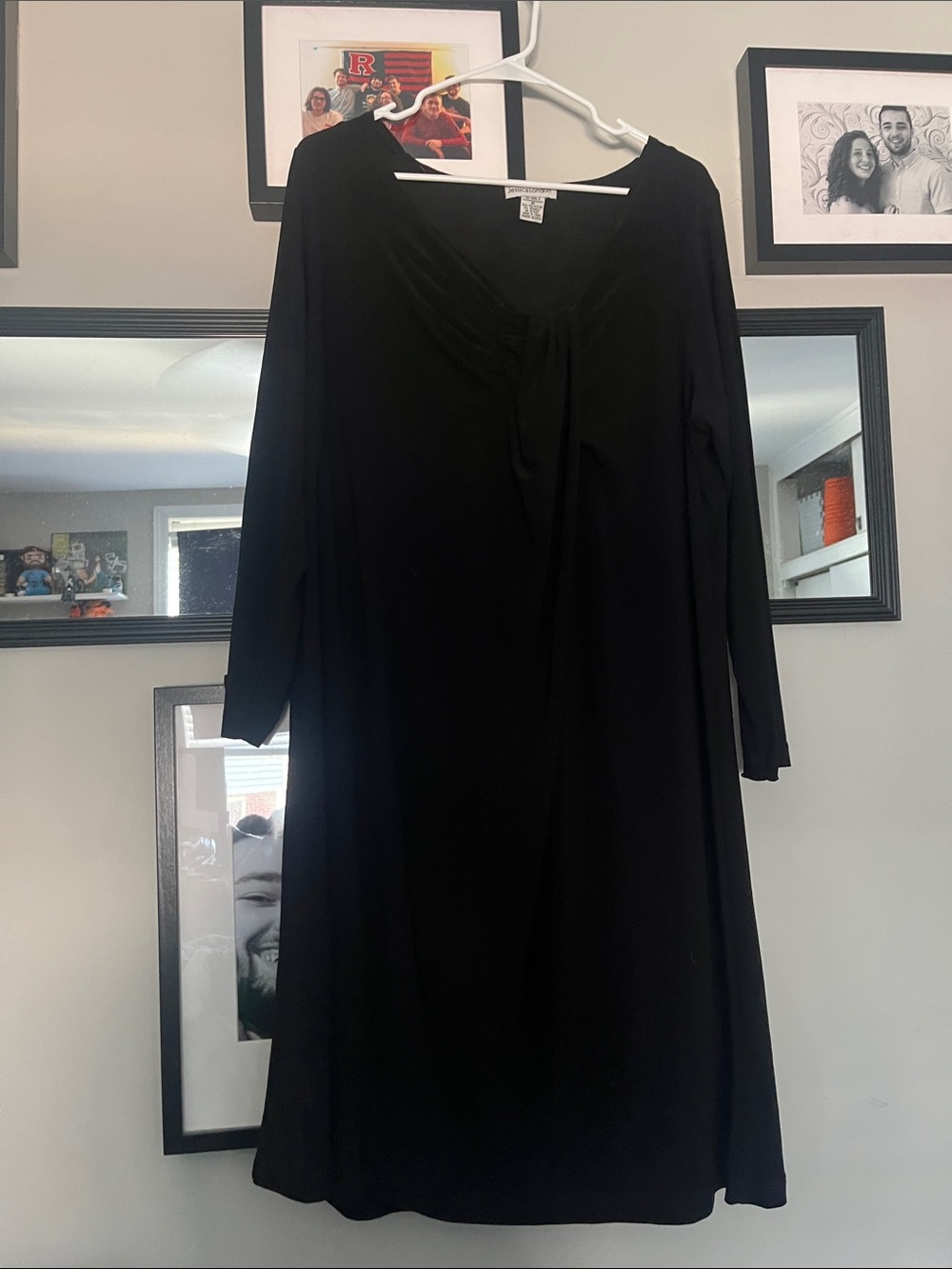 Jessica London Black Long-Sleeve V-Neck Dress